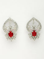 NVR Women Silver-Plated American Diamond-Studded Pendant Set | Grocsy