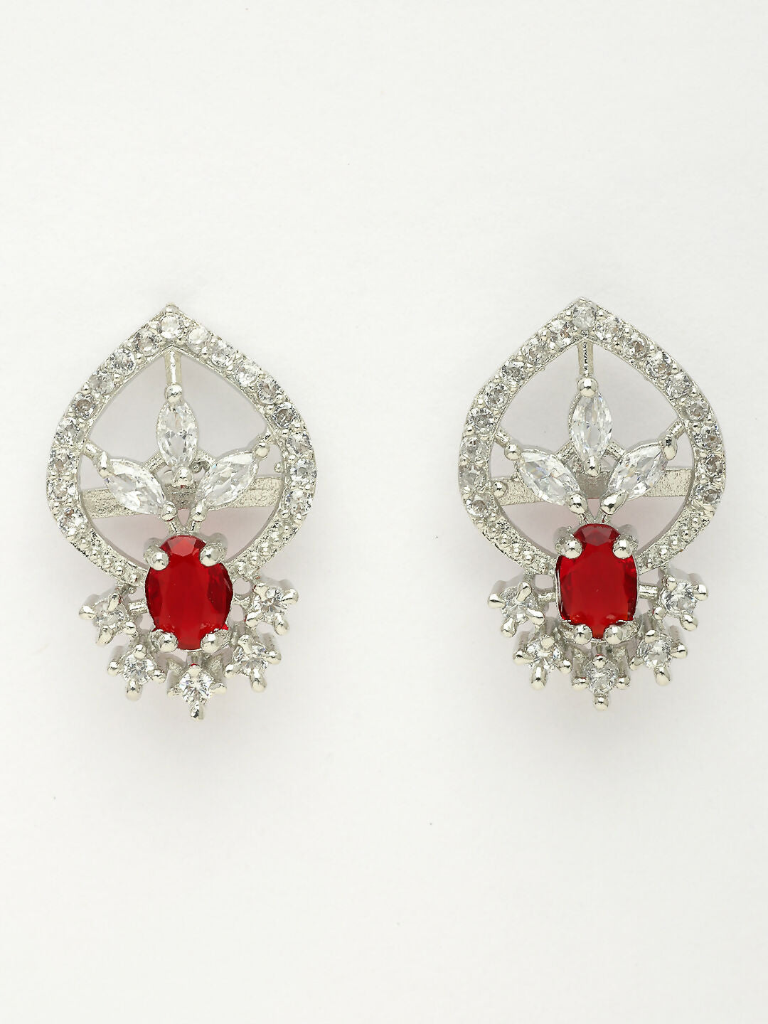 NVR Women Silver-Plated American Diamond-Studded Pendant Set | Grocsy