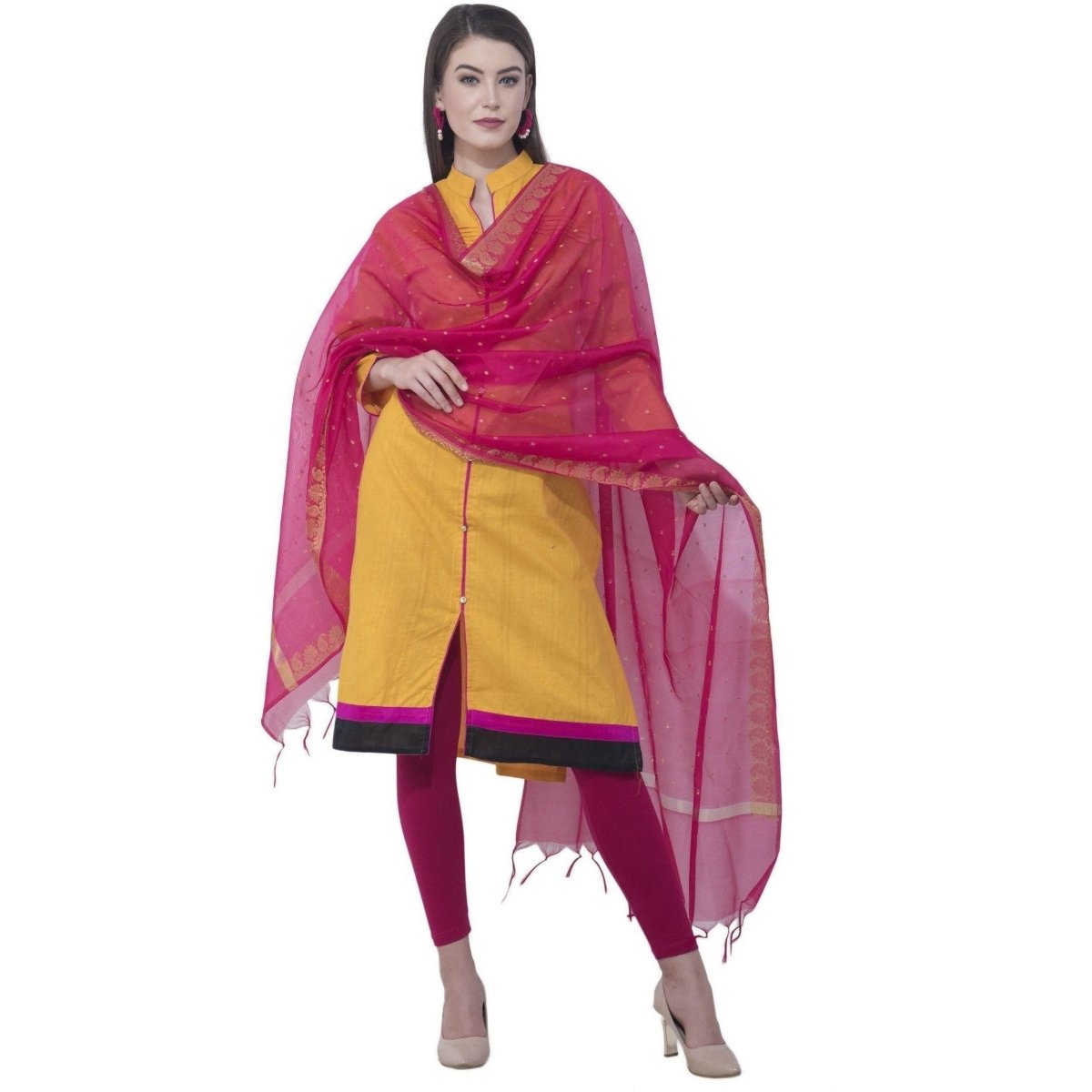A R Silk Magenta Color VNS Border Buti Dupattas and Chunnis | Grocsy