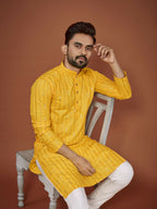Anaita Yellow Embroidered Cotton Straight Kurta | Grocsy