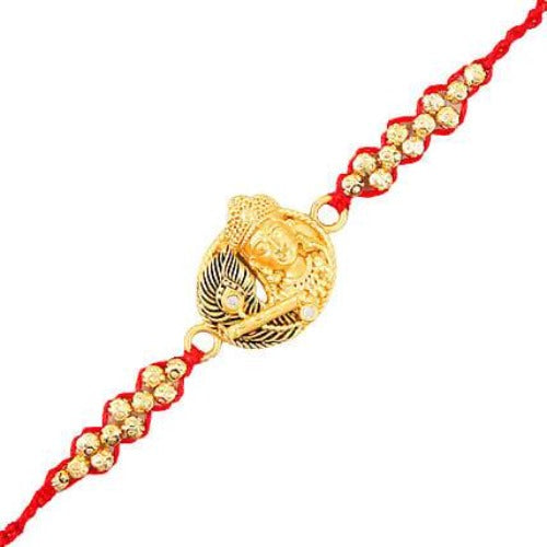 Krishna With Flute Rakhi and Kaju Katli Box | Grocsy
