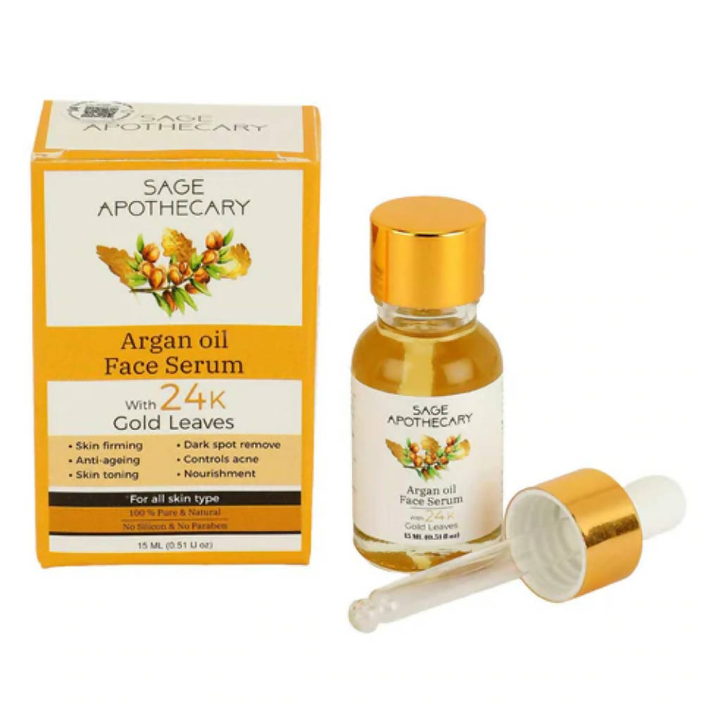 Sage Apothecary Argan Oil Face Serum With 24k Gold Leaves | Grocsy