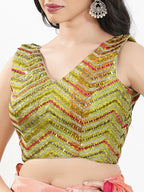 Joban Fashion Liril Silk Padded Blouse With V Neck Sleeveless | Grocsy