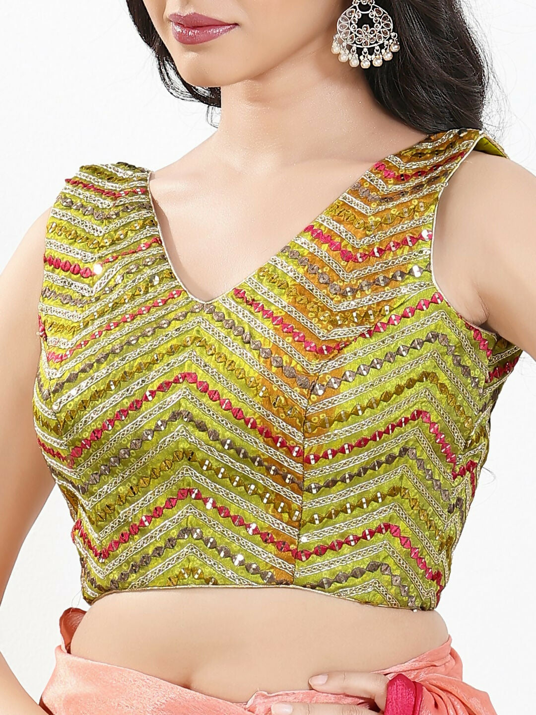 Joban Fashion Liril Silk Padded Blouse With V Neck Sleeveless | Grocsy