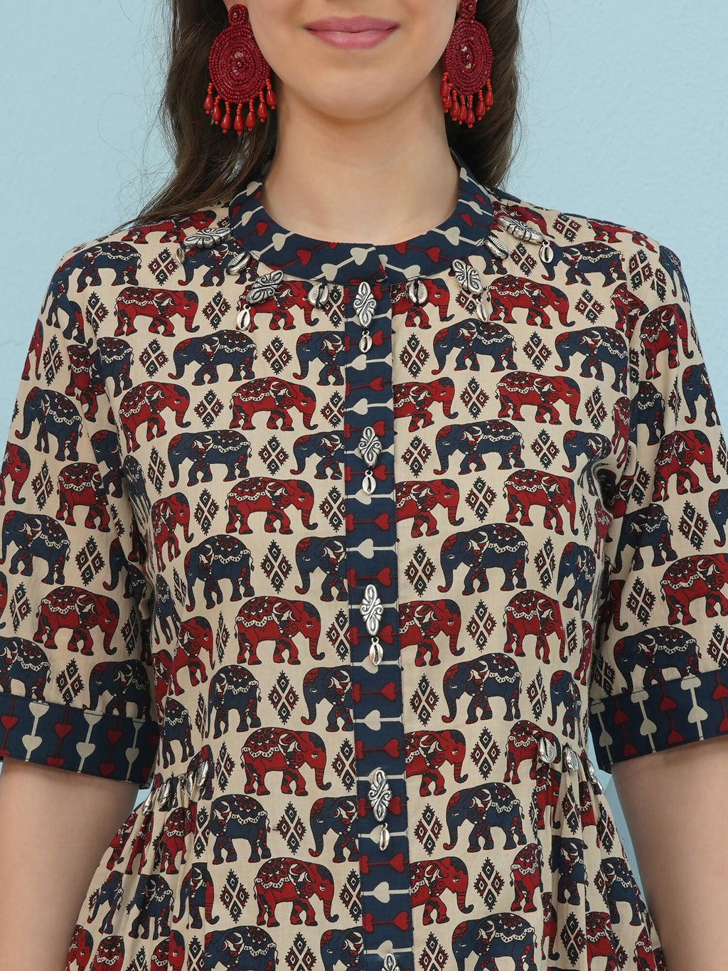 Joban Fashion Elephant Printed Co Ord Set - Beige | Grocsy
