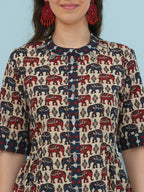 Joban Fashion Elephant Printed Co Ord Set - Beige | Grocsy