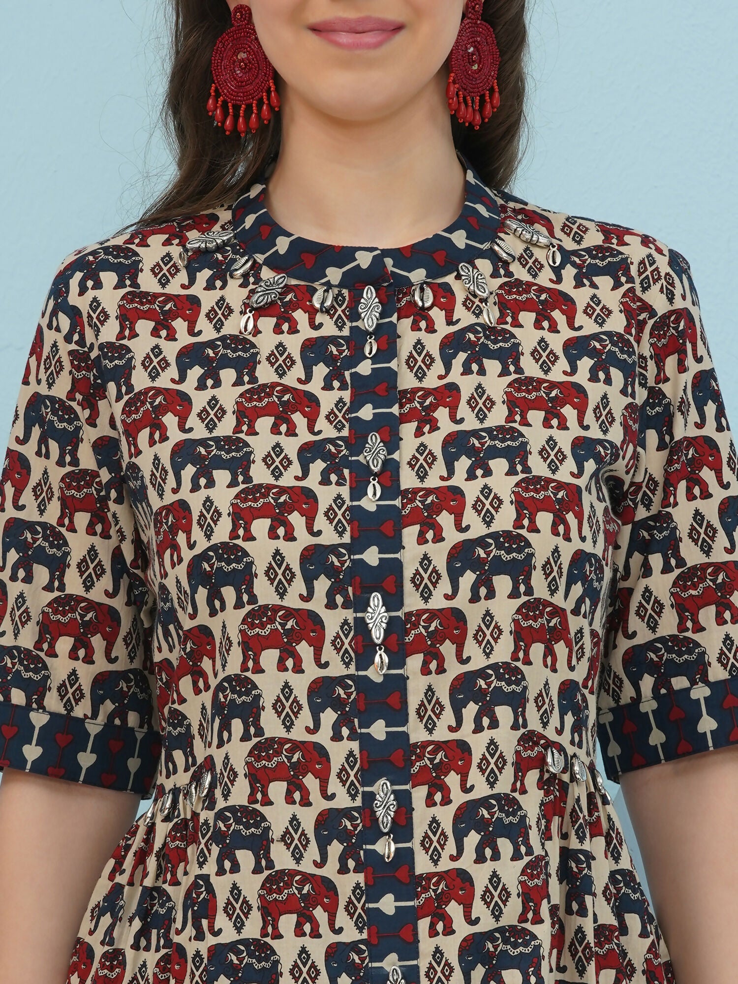 Joban Fashion Elephant Printed Co Ord Set - Beige | Grocsy