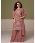 KC Beautiful Peach Chiffon Silk Hand Embroidery Suit For Women | Grocsy