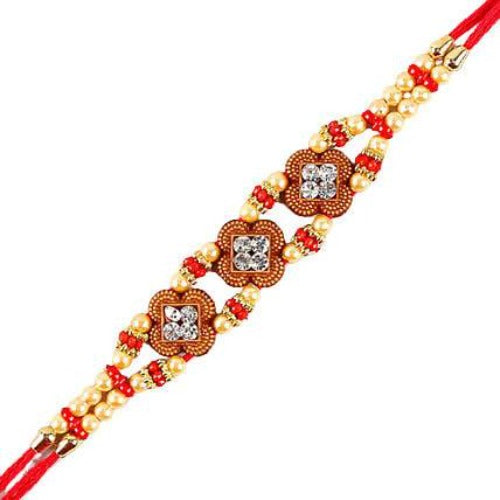 Ethnic American Diamond Rakhi and Kaju Katli Box Combo | Grocsy