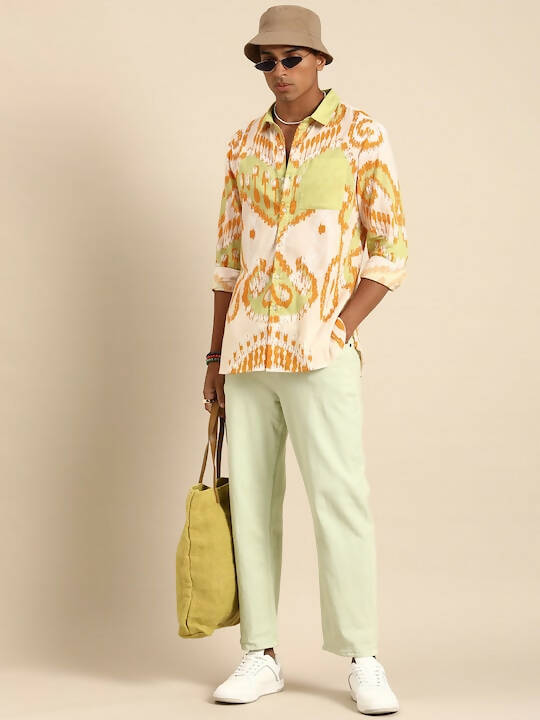 Off White Men Pure Cotton Relaxed Opaque Printed Casual Resort Shirt - Mahotsav | Grocsy