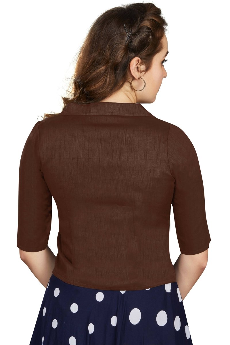 Aastha Fashion Women's Women's Coffee Art Silk Button Readymade Blouse | Grocsy
