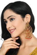 Mominos Fashion Johar Kamal Triple Circle White With Red Big Size Earrings | Grocsy