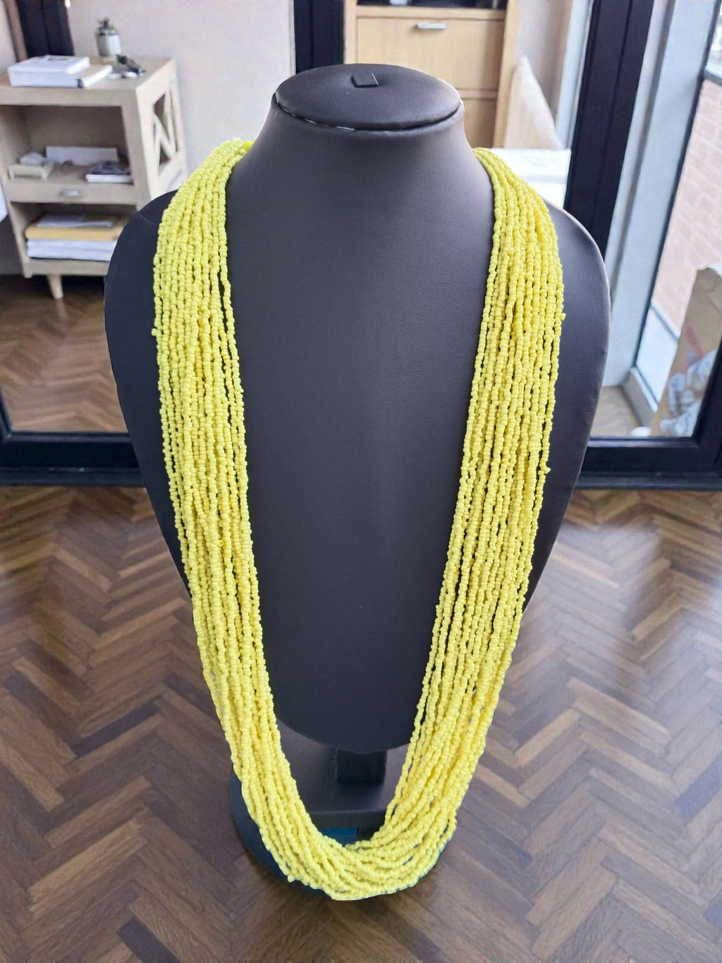 Inhanns Rangsaaz 20-Layer Luxe Long Beaded Only Necklace - Lemon Yellow Only Necklace | Grocsy