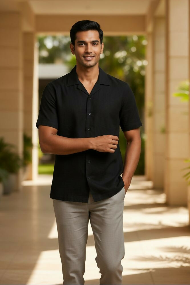 Eclipse — Black Cotton Shirt by Hilo Design | Grocsy