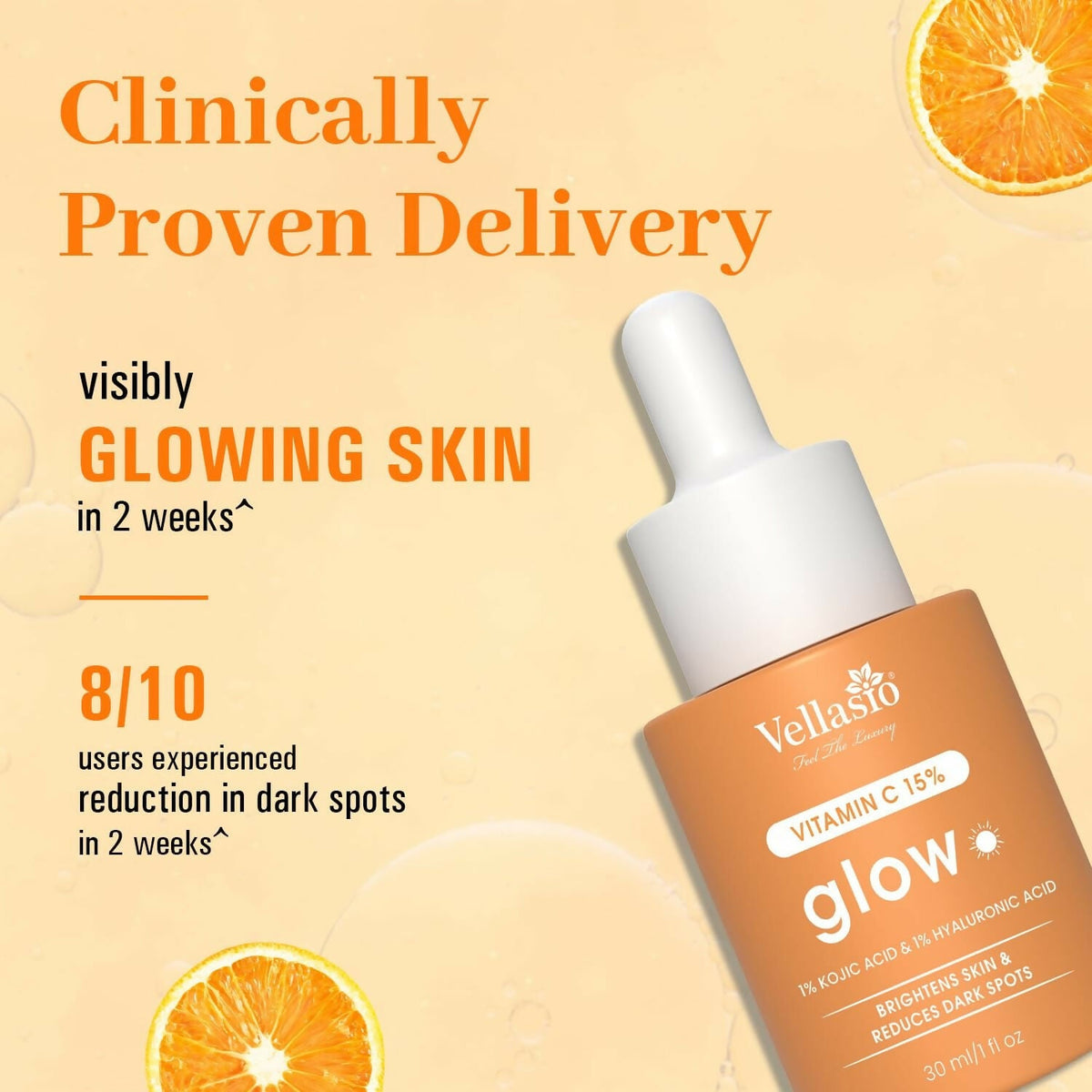 Vellasio 15% Vitamin C Serum with Hyaluronic Acid & Kojic Acid | Grocsy