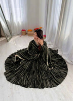 Teeya Creation Black Color Mal Chanderi Silk Hand Embroidery Work Long Gown | Grocsy