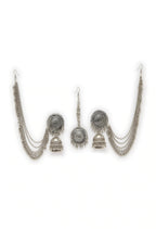 Mominos Fashion Johar Kamal Bahubali Silver Colour Earrings With Tikka
