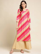 Pink Rayon Floral Printed Straight Fit Kurta - Prasuti | Grocsy