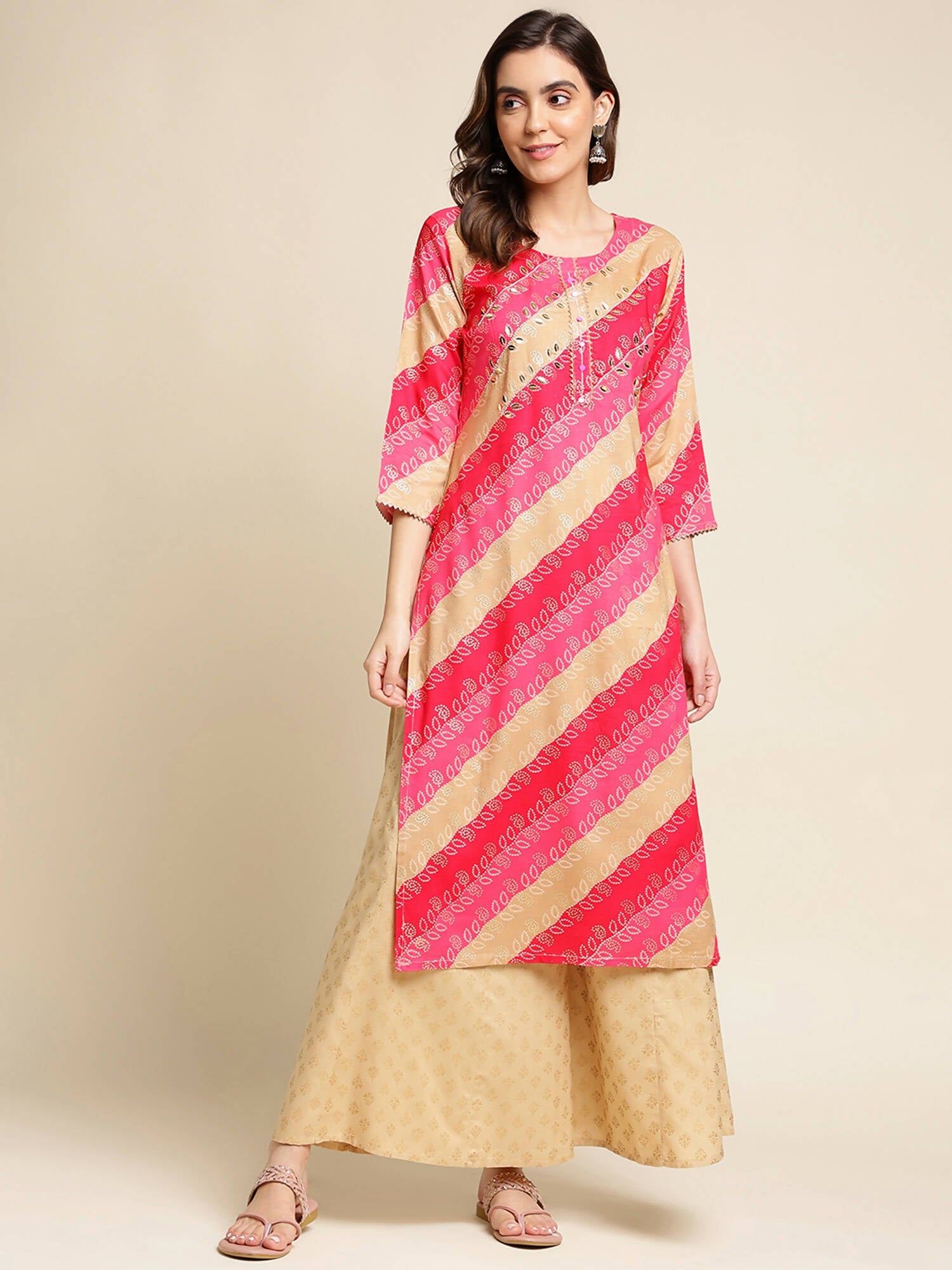 Pink Rayon Floral Printed Straight Fit Kurta - Prasuti | Grocsy