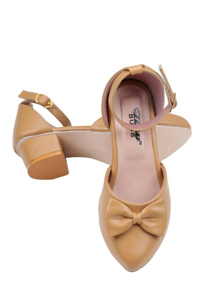Tiny Bugs Girls Bow Embellished Ballerinas - Tan | Grocsy