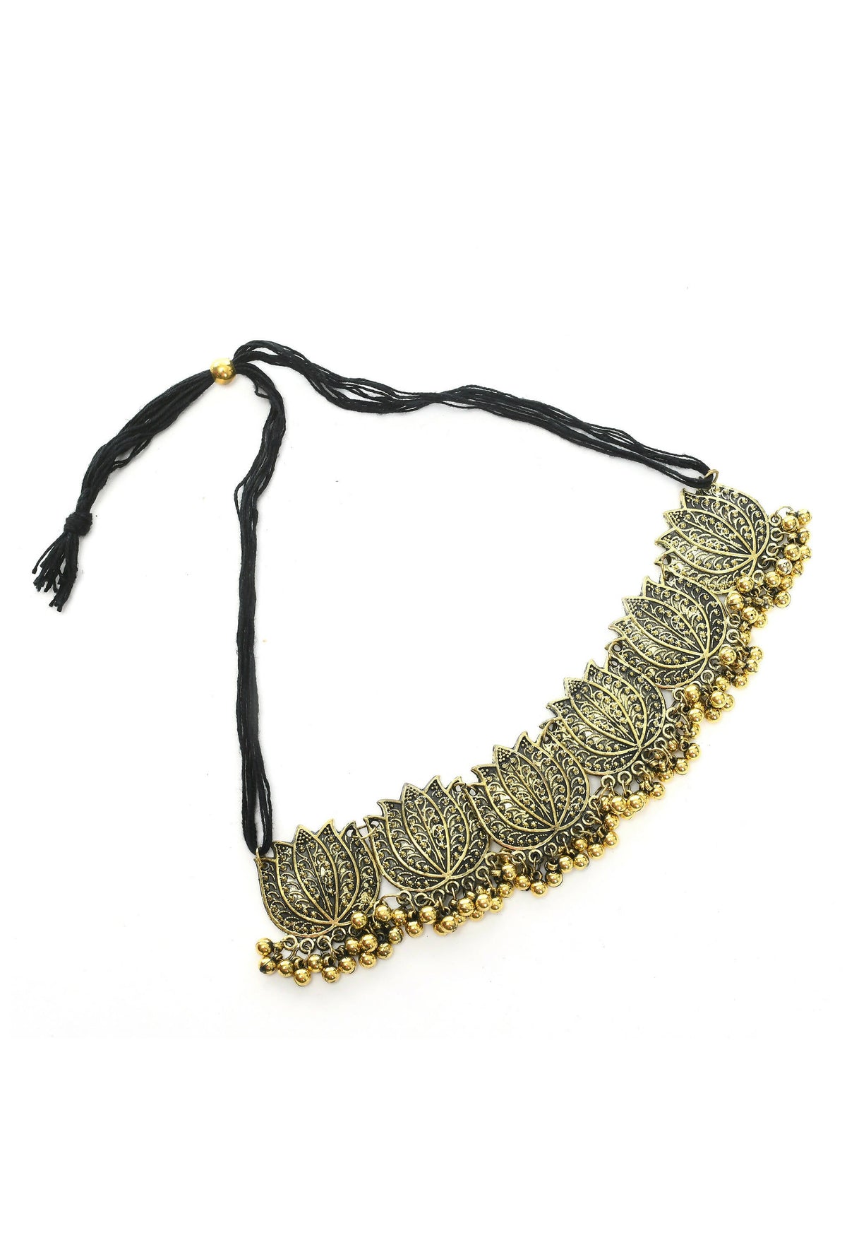 Mominos Fashion Johar Kamal Gold-Polished Brass Finish Lotus Design Choker For Women | Grocsy