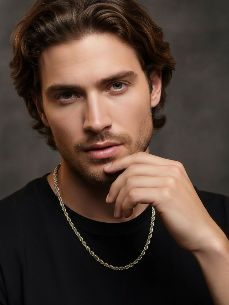 NVR Men's Handcrafted Rhodium Plated Chain | Grocsy