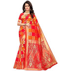 Vamika Banarasi Jaquard Red Weaving Saree (Banarasi 31) | Grocsy