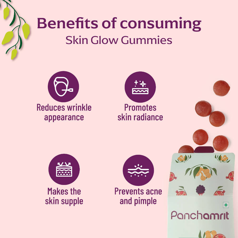 Panchamrit Skin Glow Gummies-Strawberry Flavor | Grocsy