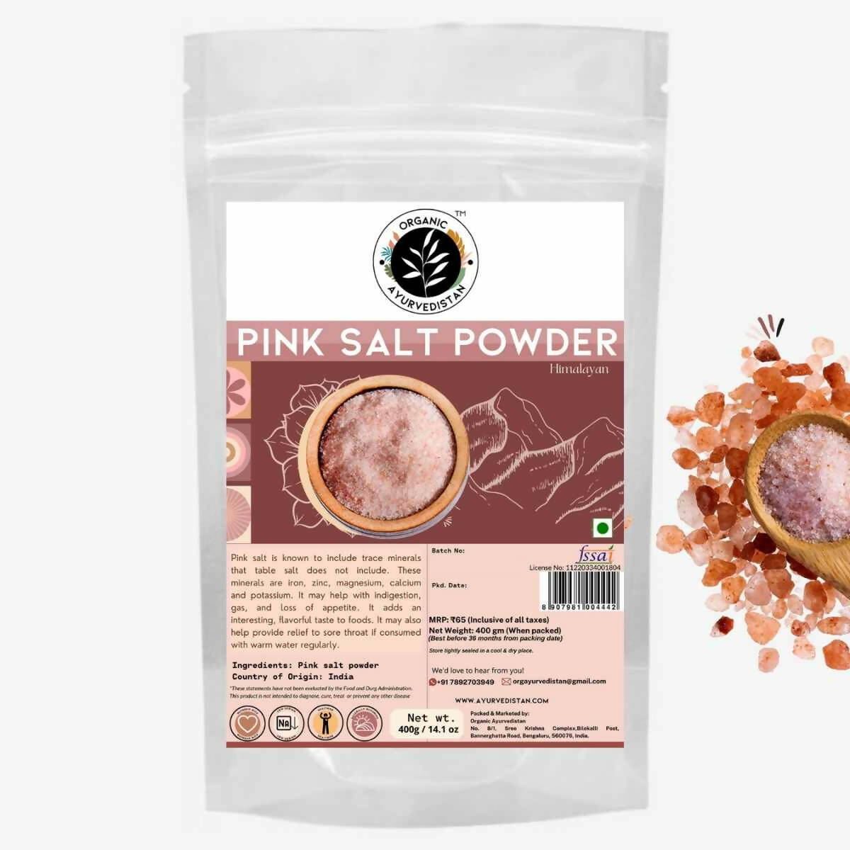 Organic AyurveGrocsyn Pink Salt Powder | Grocsy