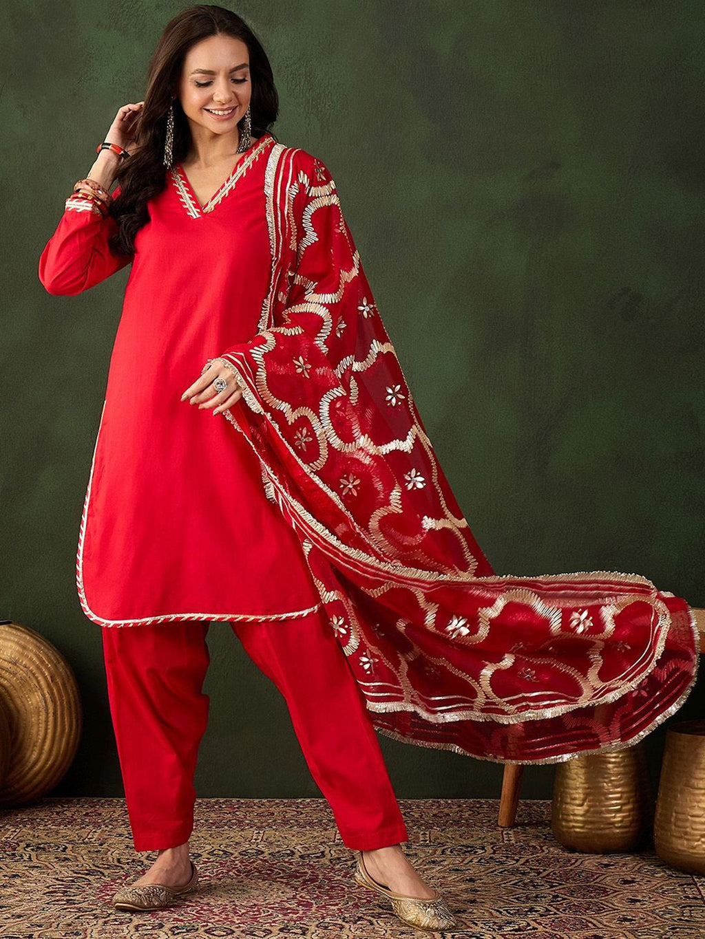 Sangria Embroidered Pakistani Kurta & Salwar With Dupatta | Grocsy