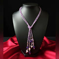 Joban Fashion Women Purple Adjustable 2-Line Long Beaded Statement Necklace | Grocsy