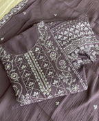 KC Lilac Pakistani Straight Suit For Women Chiffon | Grocsy