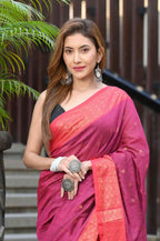 Beatitude Pink Cotton Banarasi Saree | Grocsy