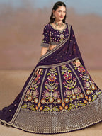 Tulsi Art Outstanding Purple Floral Embroidery Georgette Bridesmaid Lehenga Choli | Grocsy