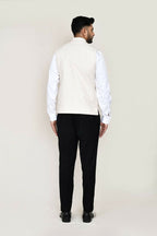 Joban Fashion White Colored Art Silk Fabric Kurta, Jacket With Straight Fit Pant | Grocsy