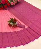 DEIANA'S Beautiful Designer Golden zari Soft Lichi Silk Saree - Pink | Grocsy