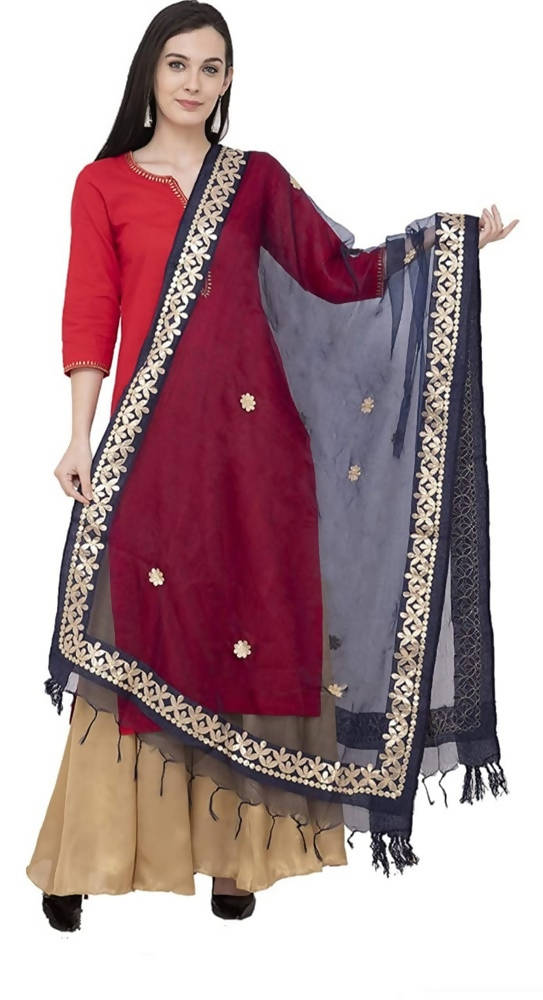 Mominos Fashion Navy Blue Orgenza Gotta Patti Dupatta | Grocsy