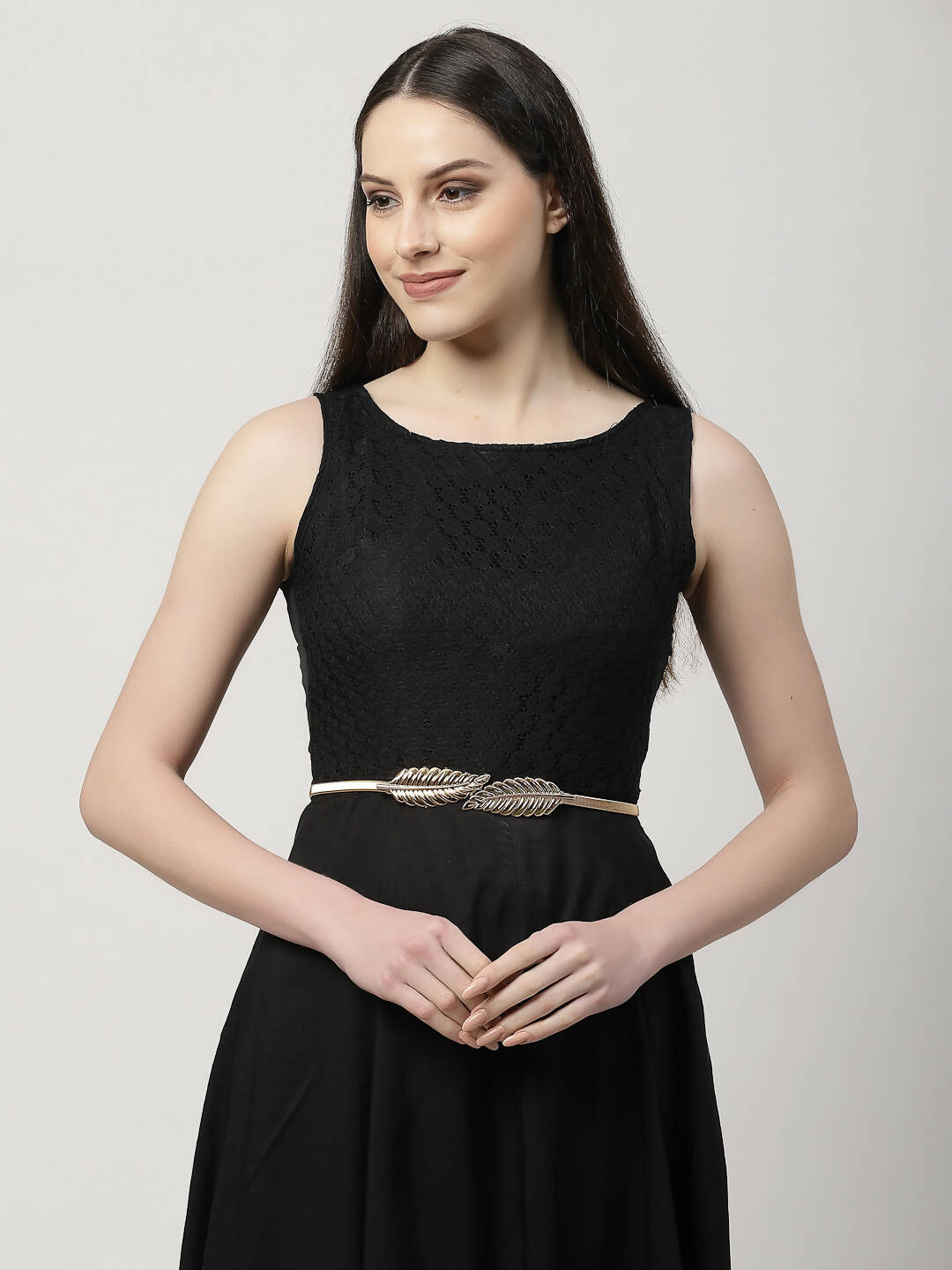 NVR Women Circular Gold-Polished Stretchable Metal Belt | Grocsy
