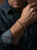 NVR Men's Rose Gold Plated Cuff Bracelet | Grocsy