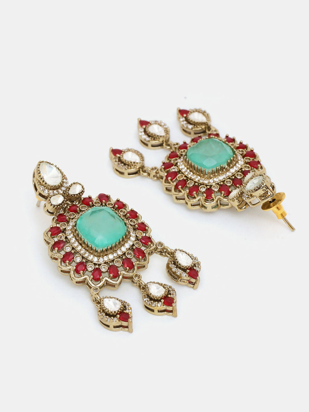Ruby Raang 22k Gold Polished Stonework Moissanite Choker With Earrings | Grocsy