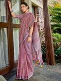 Shree Shyam Fashion Linen Purple Saree | Grocsy