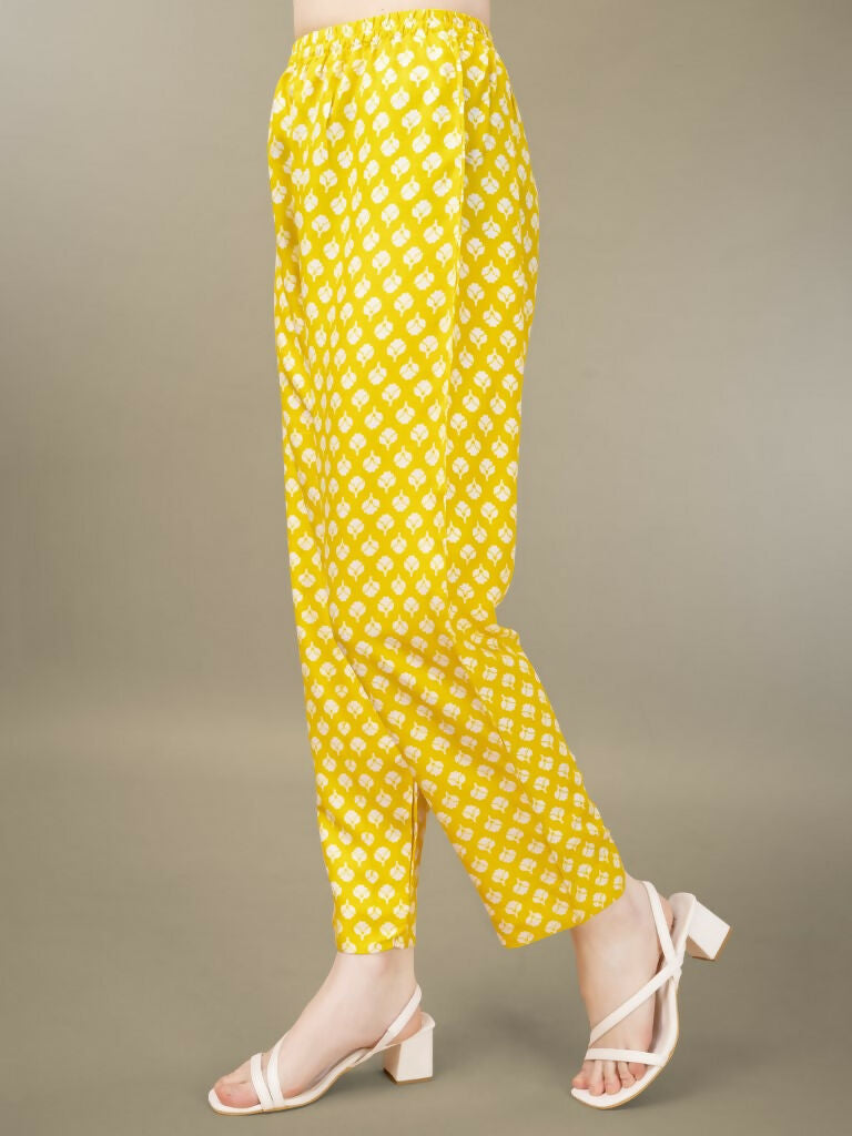 Jyoti Fashion Women's Yellow Rayon Embroidery & Sequence work Kurta with Trouser & Dupatta | Grocsy