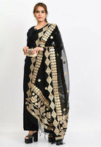Mominos Fashion Moeza Women Organza Gotta Patti Bridal Dupatta Black Dupatta | Grocsy