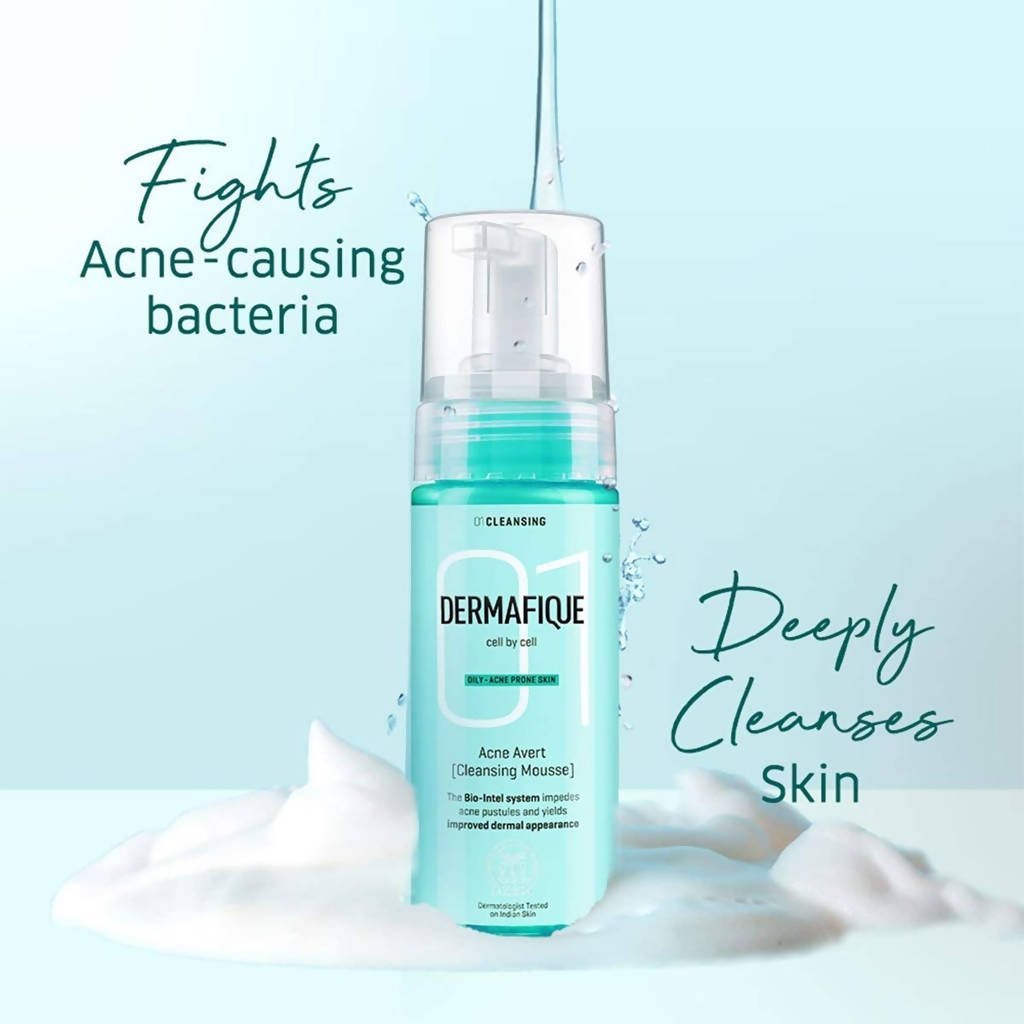 Dermafique Acne Avert Cleansing Mousse Foaming Face wash | Grocsy