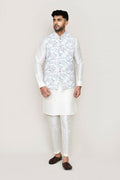 Joban Fashion White Colored Art Silk Fabric Kurta, Jacket With Straight Fit Pant | Grocsy