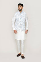 Joban Fashion White Colored Art Silk Fabric Kurta, Jacket With Straight Fit Pant | Grocsy