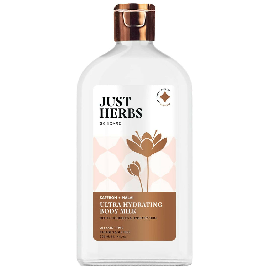 Just Herbs Saffron + Malai Nourishing Body Milk Lotion | Grocsy