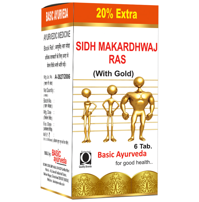 Basic Ayurveda Sidh Makardhwaj Ras with Gold | Grocsy