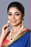 Joban Fashion Women Golden Ruby Peach Pendant Set With Earrings | Grocsy