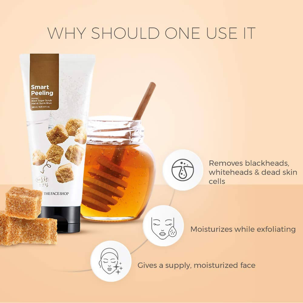 The Face Shop Smart Peeling Honey Black Sugar Scrub - Korean Skincare | Grocsy